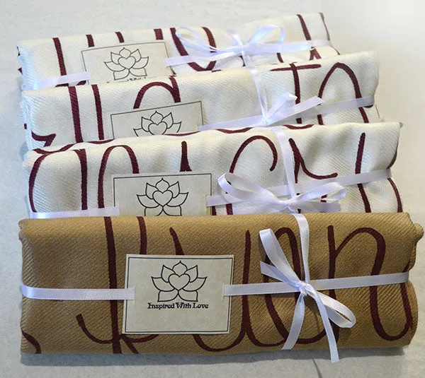 Custom Hand-painted Script Champagne Scarf (Viscose/Acrylic blend) - Made to Order