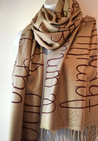 Custom Hand-painted Script Champagne Scarf (Viscose/Acrylic blend) - Made to Order