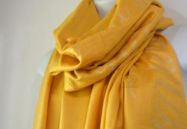 Custom Hand-painted Script Honey Gold Scarf (Viscose blend) - Made to Order - Inspired With Love