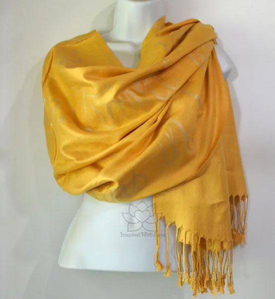 Custom Hand-painted Script Honey Gold Scarf (Viscose blend) - Made to Order - Inspired With Love