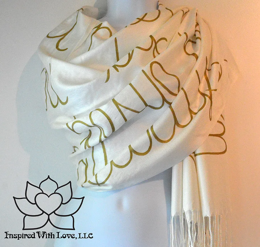 Custom Hand-painted Script Ivory Scarf (Viscose/Acrylic blend) - Made to Order