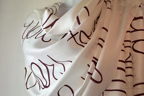 Custom Hand-painted Script Ivory Scarf (Viscose/Acrylic blend) - Made to Order