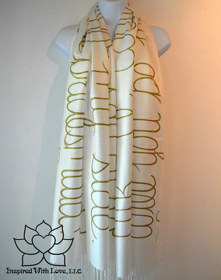 Custom Hand-painted Script Ivory Scarf (Viscose/Acrylic blend) - Made to Order