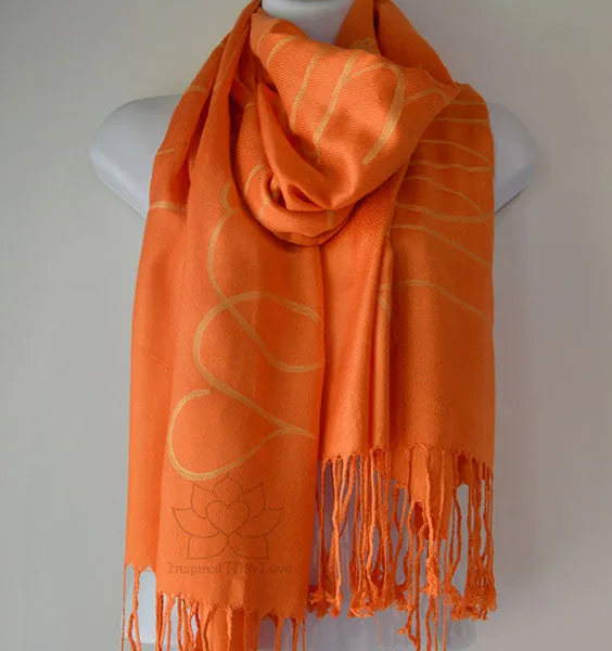 Custom Hand-painted Script Orange Scarf (Viscose/Acrylic blend) - Made to Order