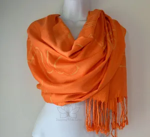 Custom Hand-painted Script Orange Scarf (Viscose/Acrylic blend) - Made to Order