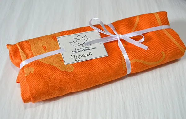 Custom Hand-painted Script Orange Scarf (Viscose/Acrylic blend) - Made to Order