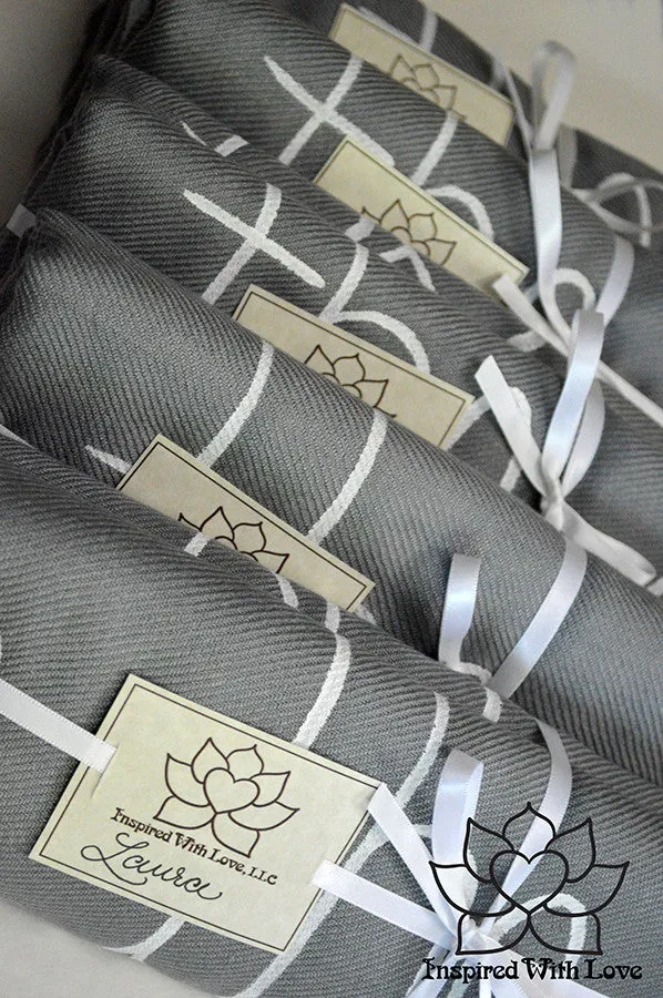 Custom Hand-painted Script Pashmina Ash Gray Scarf (Pashmina/Silk blend) - Made to Order