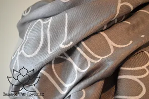 Custom Hand-painted Script Pashmina Ash Gray Scarf (Pashmina/Silk blend) - Made to Order