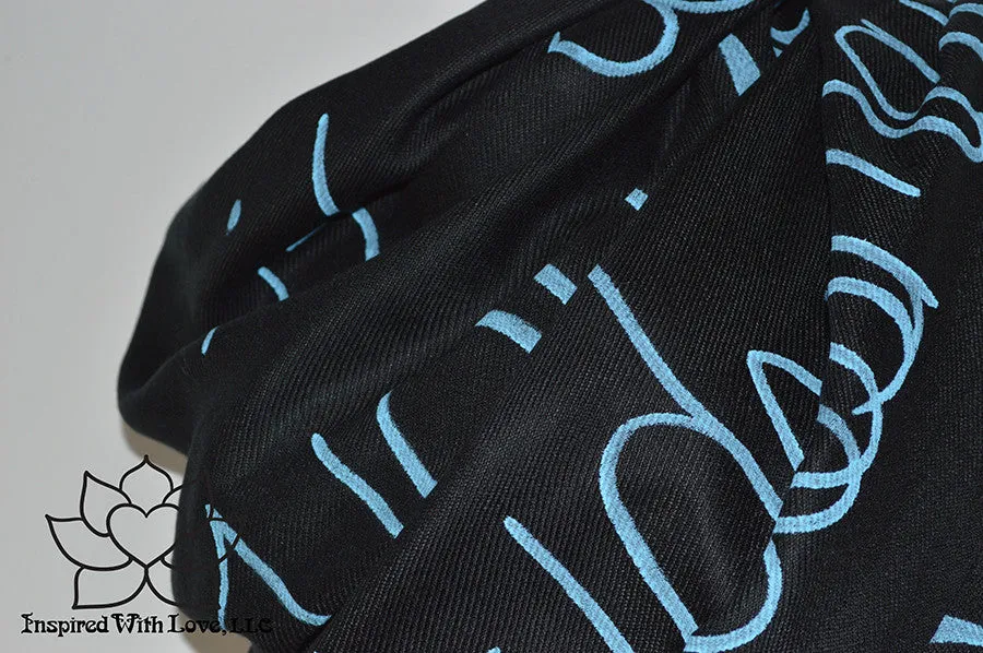 Custom Hand-painted Script Pashmina Black Scarf (Pashmina/Silk blend) - Made to Order