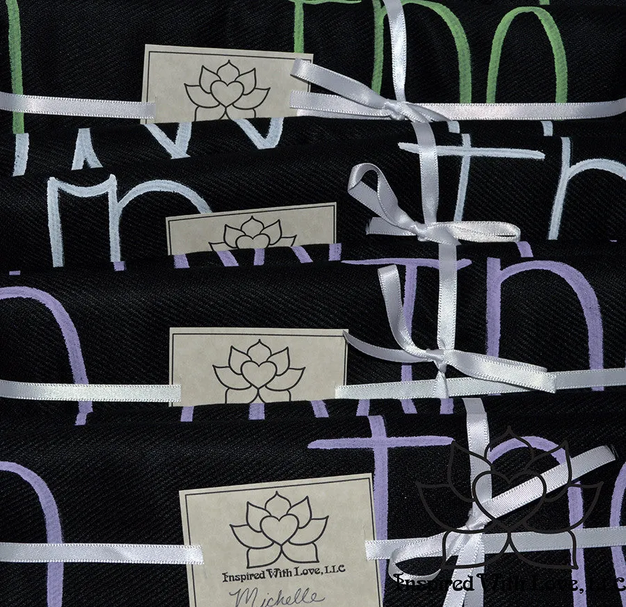 Custom Hand-painted Script Pashmina Black Scarf (Pashmina/Silk blend) - Made to Order