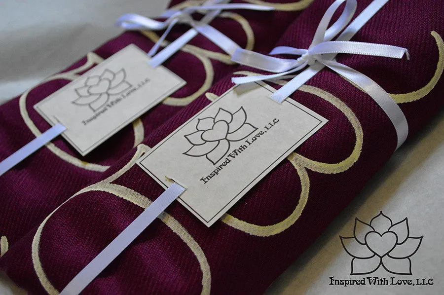 Custom Hand-painted Script Pashmina Burgundy Scarf (Pashmina/Silk blend) - Made to Order
