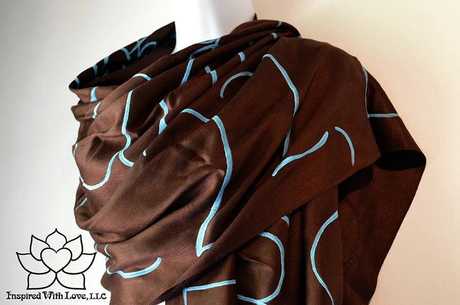 Custom Hand-painted Script Pashmina Chocolate Brown Scarf (Viscose/Acrylic blend) - Made to Order
