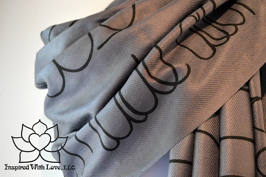 Custom Hand-painted Script Pashmina Dark Gray Scarf (Viscose/Acrylic blend) - Made to Order