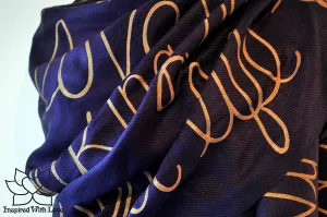 Custom Hand-painted Script Pashmina Eggplant Scarf (Viscose/Acrylic blend) - Made to Order