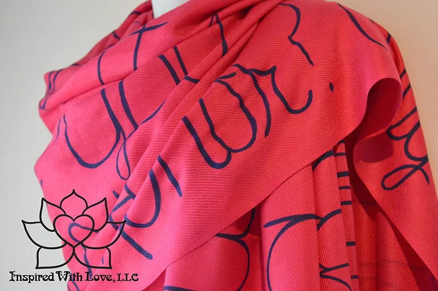 Custom Hand-painted Script Pashmina Fuchsia Scarf (Pashmina/Silk blend) - Made to Order