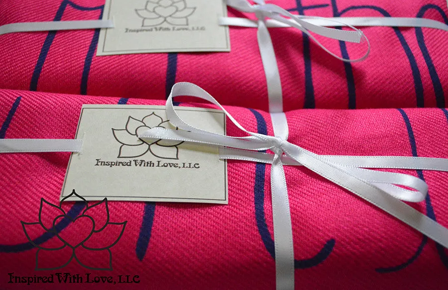 Custom Hand-painted Script Pashmina Fuchsia Scarf (Pashmina/Silk blend) - Made to Order