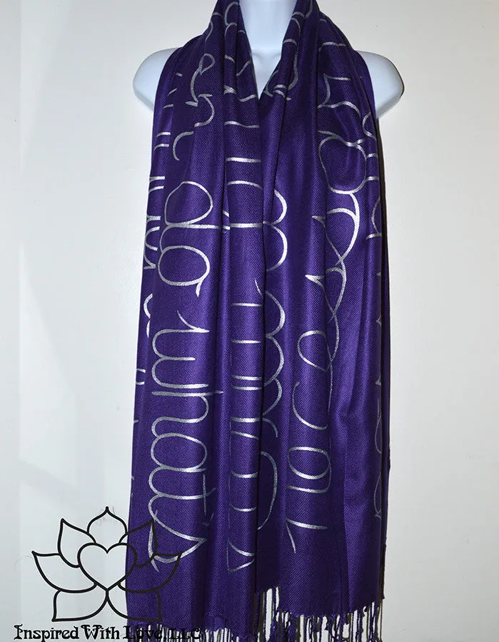 Custom Hand-painted Script Pashmina Grape Scarf (Viscose/Acrylic blend) - Made to Order