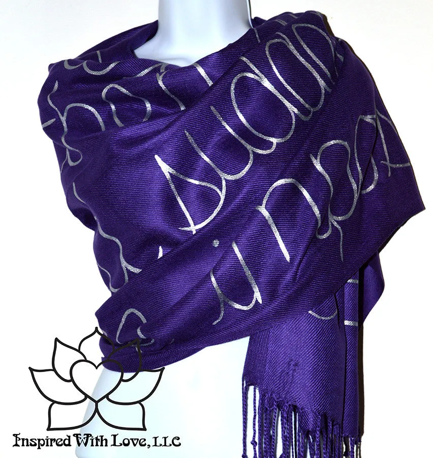 Custom Hand-painted Script Pashmina Grape Scarf (Viscose/Acrylic blend) - Made to Order