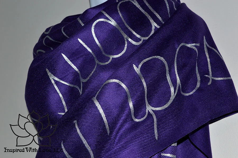 Custom Hand-painted Script Pashmina Grape Scarf (Viscose/Acrylic blend) - Made to Order