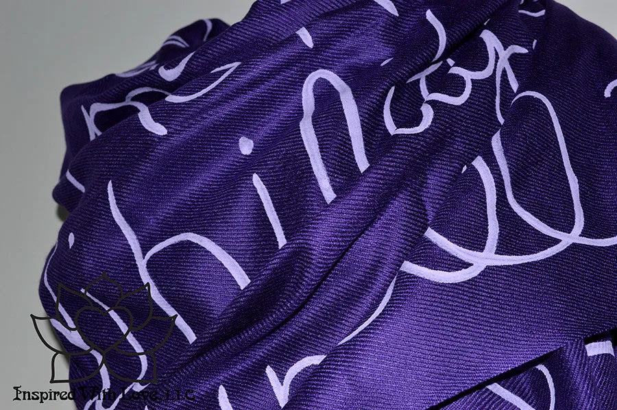 Custom Hand-painted Script Pashmina Grape Scarf (Viscose/Acrylic blend) - Made to Order