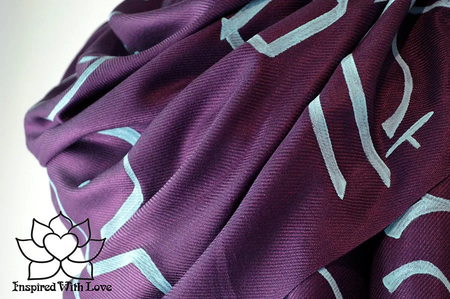 Custom Hand-painted Script Pashmina Grape Scarf (Viscose/Acrylic blend) - Made to Order