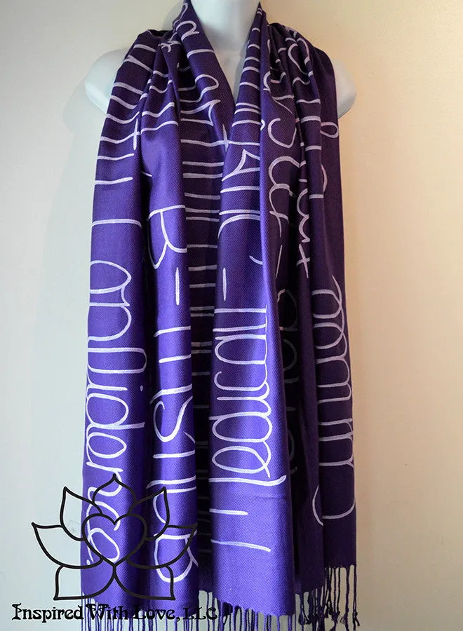 Custom Hand-painted Script Pashmina Grape Scarf (Viscose/Acrylic blend) - Made to Order