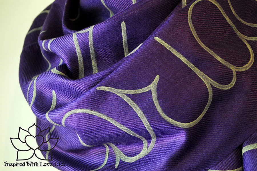 Custom Hand-painted Script Pashmina Grape Scarf (Viscose/Acrylic blend) - Made to Order