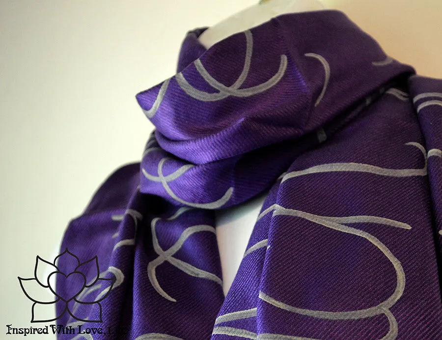 Custom Hand-painted Script Pashmina Grape Scarf (Viscose/Acrylic blend) - Made to Order