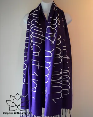 Custom Hand-painted Script Pashmina Grape Scarf (Viscose/Acrylic blend) - Made to Order