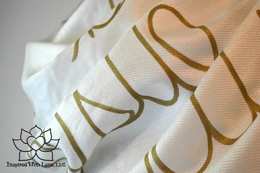 Custom Hand-painted Script Pashmina Ivory Scarf (Pashmina/Silk blend) - Made to Order