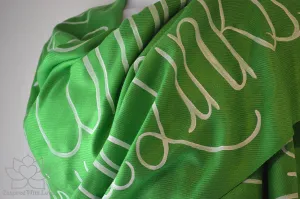 Custom Hand-painted Script Pashmina Kelly Green Scarf (Viscose/Acrylic blend) - Made to Order