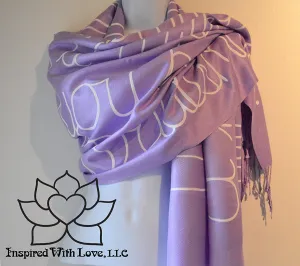 Custom Hand-painted Script Pashmina Lavender Scarf (Pashmina/Silk blend) - Made to Order