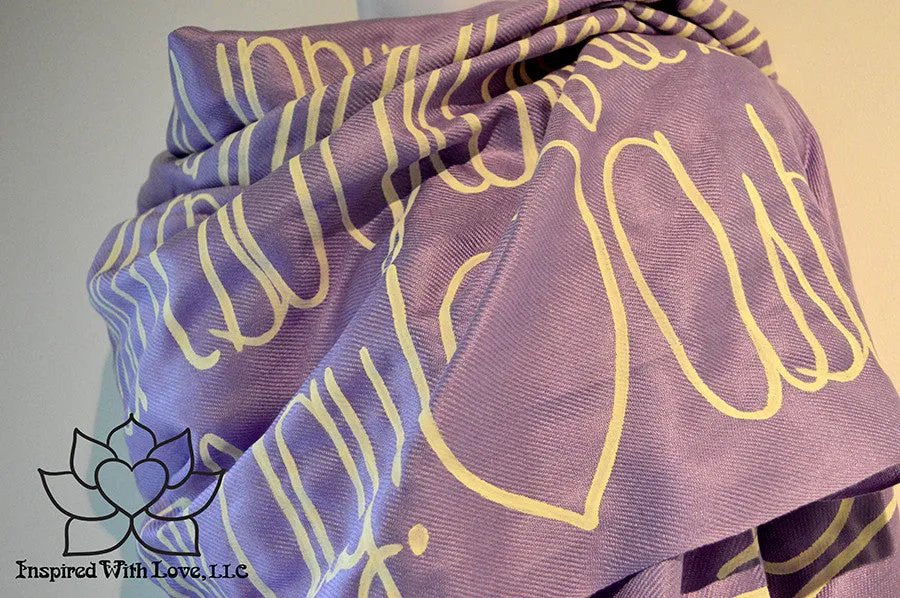 Custom Hand-painted Script Pashmina Lavender Scarf (Pashmina/Silk blend) - Made to Order