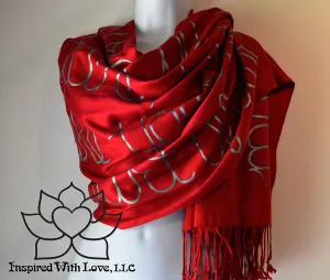 Custom Hand-painted Script Pashmina Maroon Scarf (Pashmina/Silk blend) - Made to Order