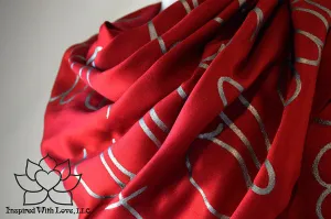 Custom Hand-painted Script Pashmina Maroon Scarf (Viscose/Acrylic blend) - Made to Order