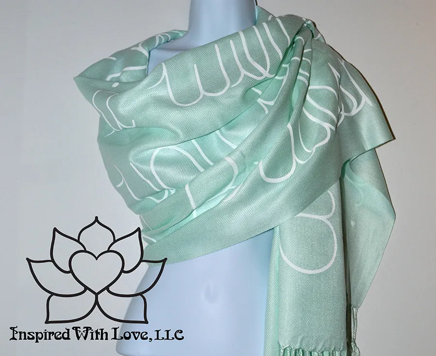 Custom Hand-painted Script Pashmina Mint Scarf (Viscose/Acrylic blend) - Made to Order