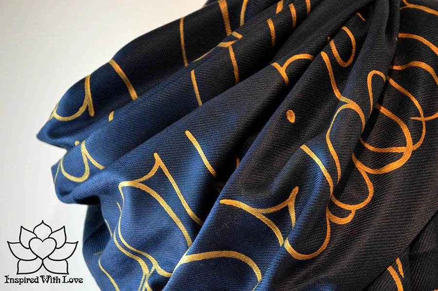 Custom Hand-painted Script Pashmina Navy Scarf (Pashmina/Silk blend) - Made to Order
