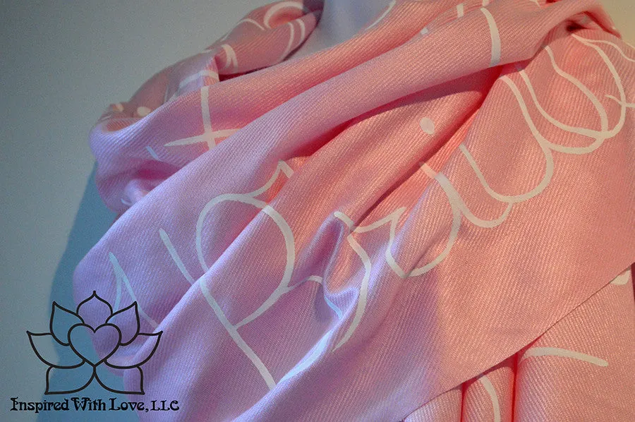 Custom Hand-painted Script Pashmina Pink Scarf (Pashmina/Silk blend) - Made to Order