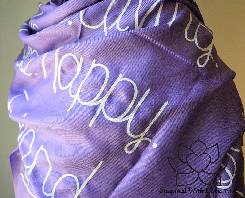 Custom Hand-painted Script Pashmina Purple Scarf (Viscose/Acrylic blend) - Made to Order