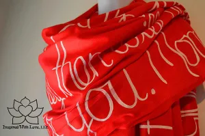Custom Hand-painted Script Pashmina Red Scarf (Pashmina/Silk blend) - Made to Order