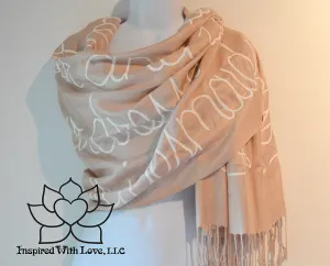 Custom Hand-painted Script Pashmina Seashell Scarf (Pashmina/Silk blend) - Made to Order