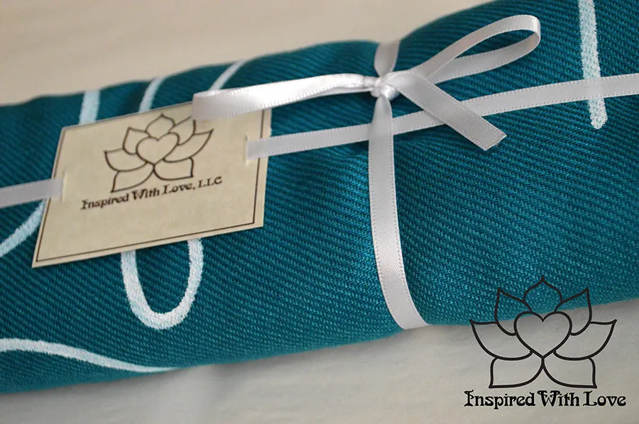 Custom Hand-painted Script Pashmina Teal Scarf (Viscose/Acrylic blend) - Made to Order