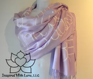 Custom Hand-painted Script Pashmina Thistle Scarf (Pashmina/Silk blend) - Made to Order