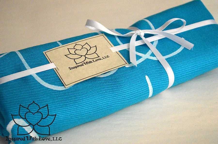 Custom Hand-painted Script Pashmina Turquoise Scarf (Pashmina/Silk blend) - Made to Order