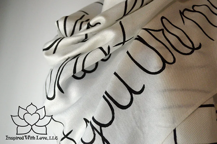 Custom Hand-painted Script Pashmina White Scarf (Viscose/Acrylic blend) - Made to Order