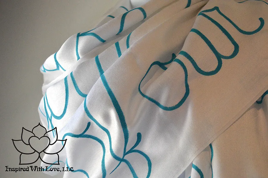 Custom Hand-painted Script Pashmina White Scarf (Viscose/Acrylic blend) - Made to Order