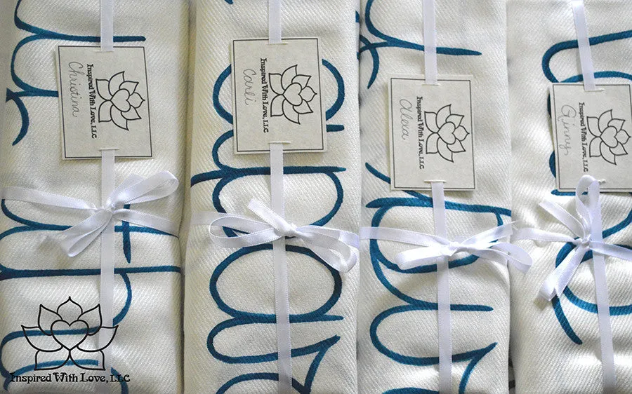 Custom Hand-painted Script Pashmina White Scarf (Viscose/Acrylic blend) - Made to Order