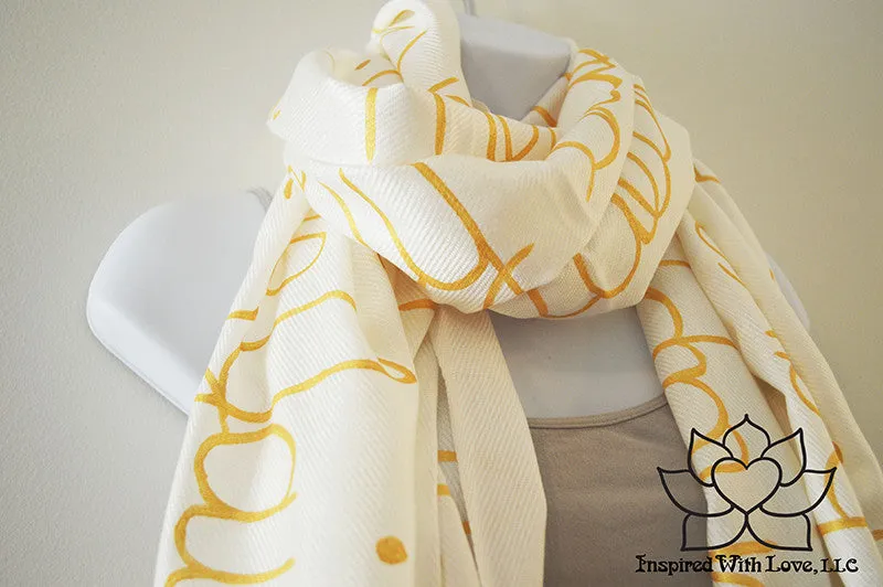 Custom Hand-painted Script Pashmina White Scarf (Viscose/Acrylic blend) - Made to Order