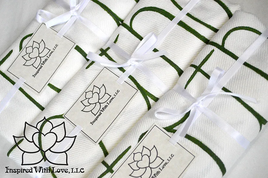 Custom Hand-painted Script Pashmina White Scarf (Viscose/Acrylic blend) - Made to Order