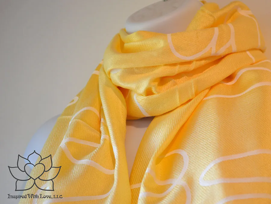 Custom Hand-painted Script Pashmina Yellow Scarf (Viscose/Acrylic blend) - Made to Order